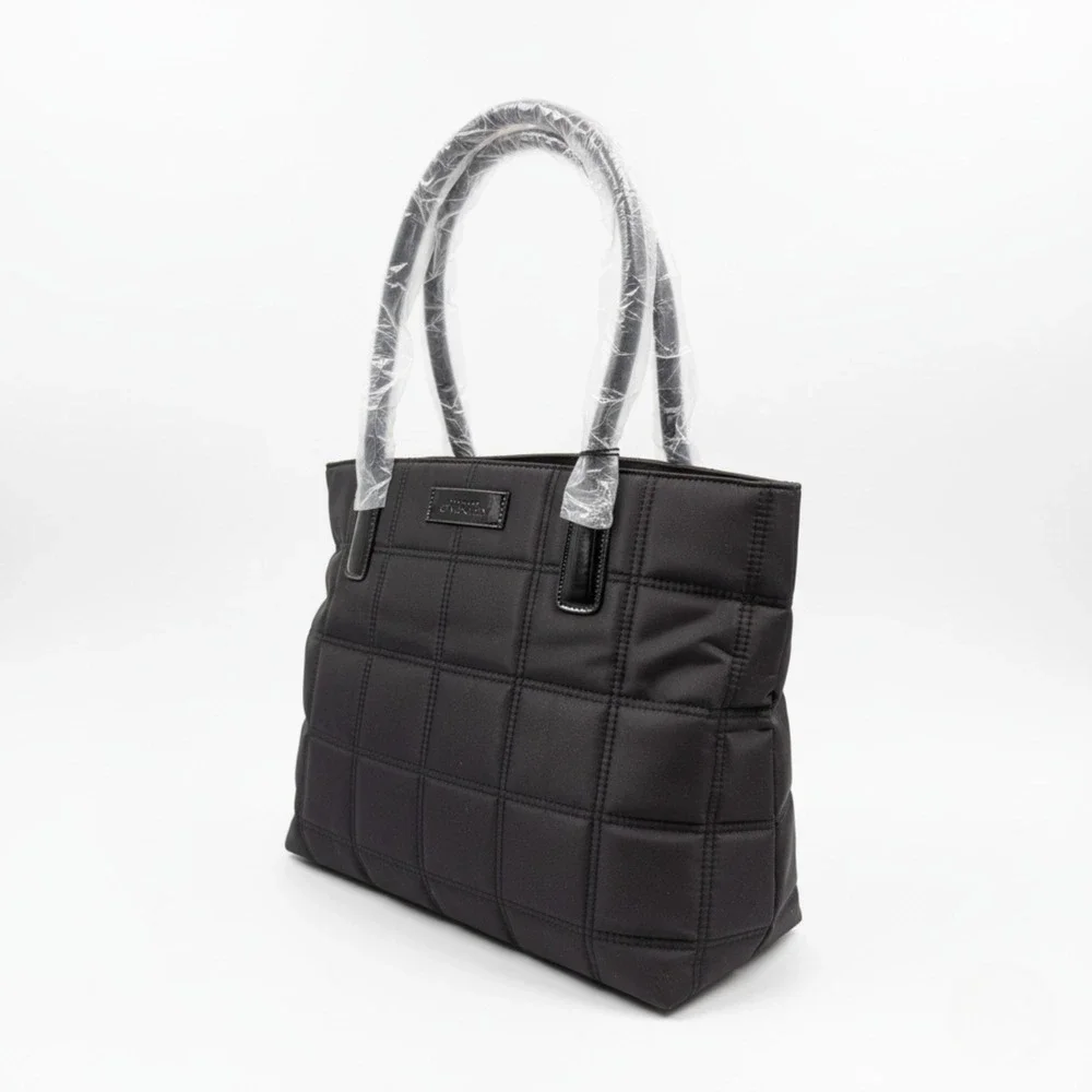 GIVENCHY Parfums Nylon Quilted Tote Bag Black Pink Lining Purse Pouch NWT